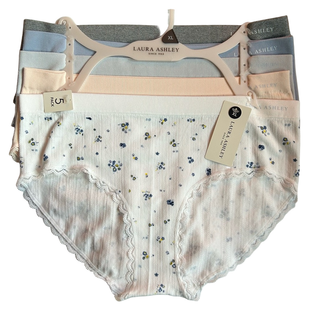 Laura Ashley Woman’s 5 Pack Underwear Floral And Solids NWT